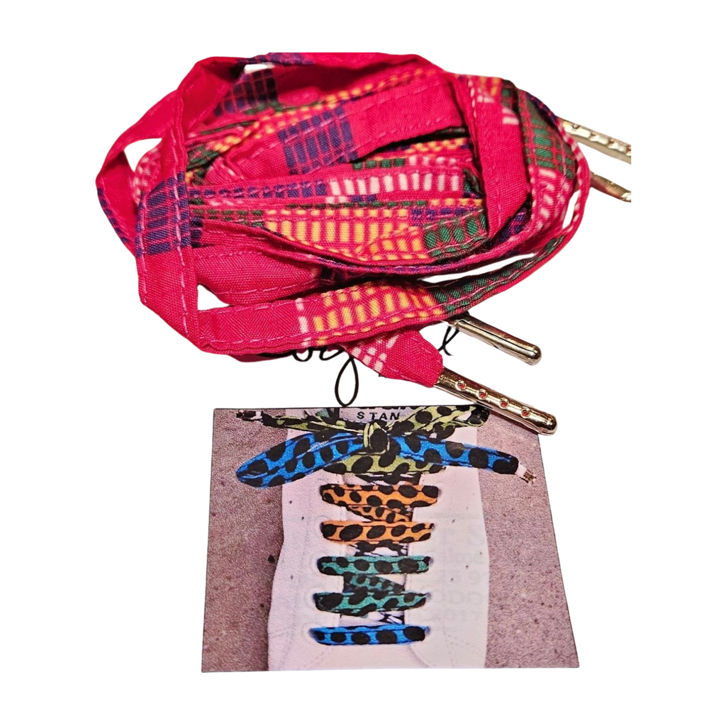 Multicolor heritage print shoelaces by Bijoul Creatives