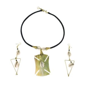 Adinkra Bone Cross Necklace Set