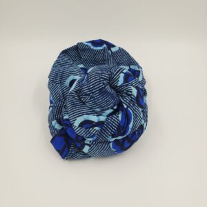 ART Pre-tied headwrap flower blue