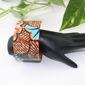 Handcrafted Vale plexiwax bangle with Ankara print, Bijoul Creatives