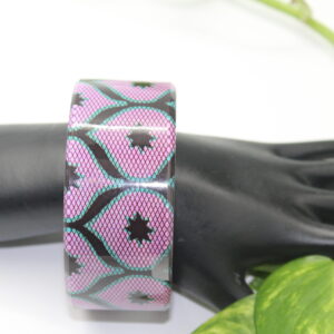 Ankara Plexi-wax bangles pink and green pattern set