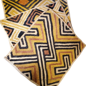 Kuba cloth African textile geometric pattern handwoven raffia fabric from Congo