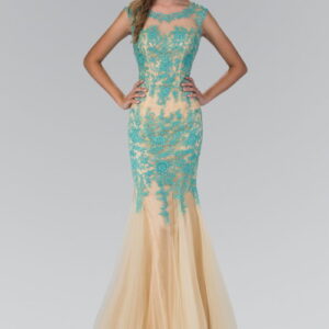 Tiffany nude/Lace green dress