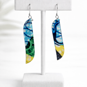 Ankara Plexi-wax earrings blue and green pattern set