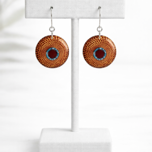 Ankara Plexi-wax earrings orange and red pattern