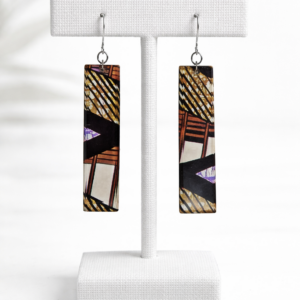 small plexi-wax earrings with glossy finish and cultural pattern lightweight accessory.
